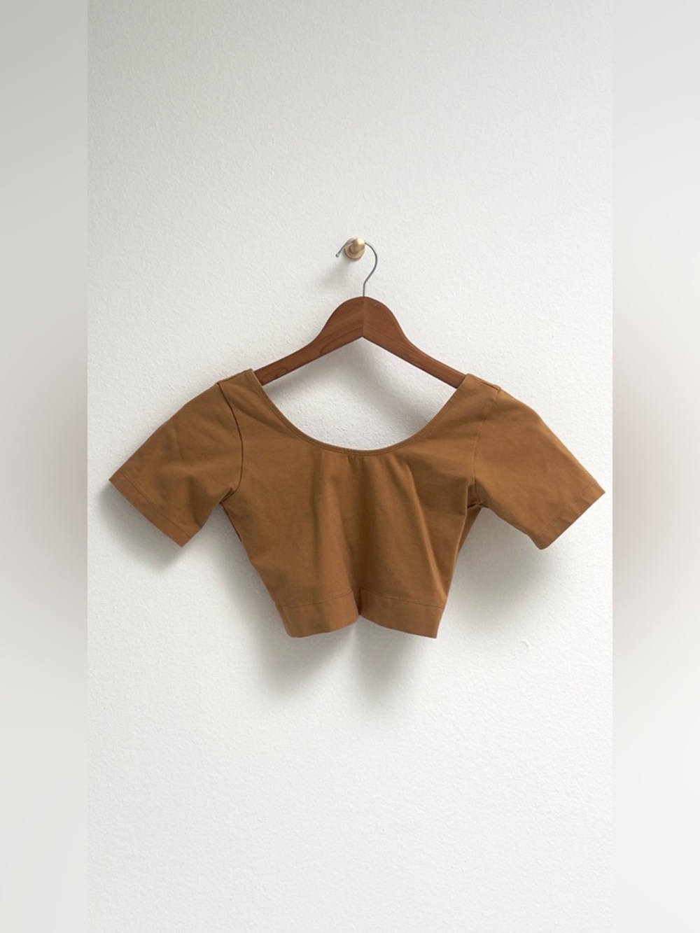 Studio K Siri Ballet Crop  Scoop-Neck Top in Iced Latte, Small